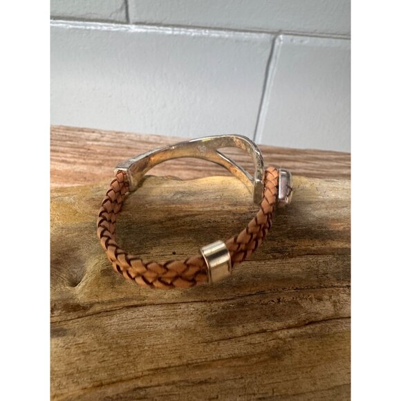 Brighton Braided Leather & Silver Snake Motif Bracelet - Picture 2 of 6